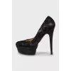 Shoes decorated with lace