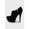 High-heeled suede ankle boots