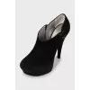 High-heeled suede ankle boots