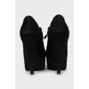 High-heeled suede ankle boots