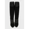 Suede boots with raised seams