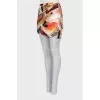 Printed silk mini skirt