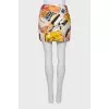 Printed silk mini skirt