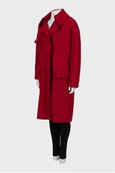 Red coat with patch pockets