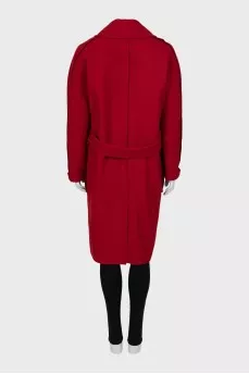 Red coat with patch pockets