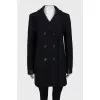 Wool coat with leather inserts