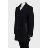 Wool coat with leather inserts