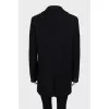 Wool coat with leather inserts