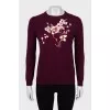 Burgundy jumper with embroidery