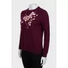 Burgundy jumper with embroidery