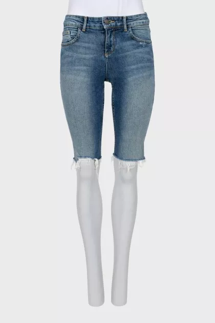 Raw hem denim shorts