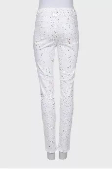 Белые джинсы skinny fit в пятнистый принт
