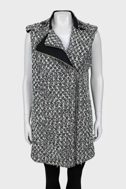 Tweed vest with zipper