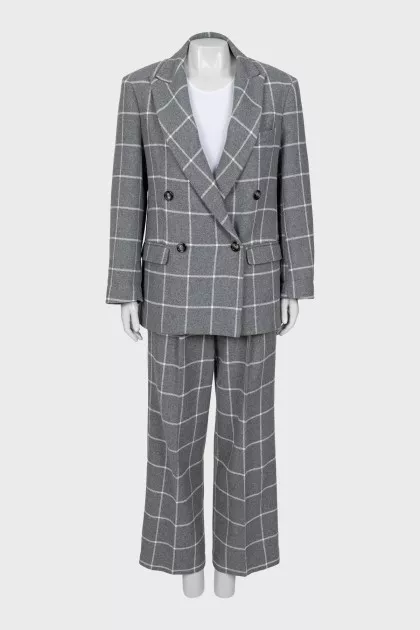 Checkered suit with palazzo pants