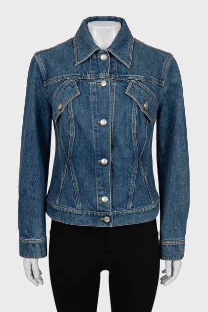 Slim fit denim jacket with decor