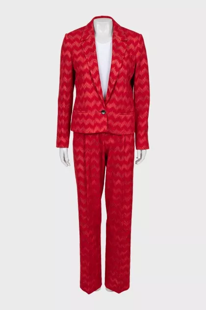 Red printed suit