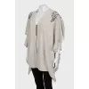 Cashmere cape decorated with rhinestones