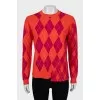 Wool sweater with check print