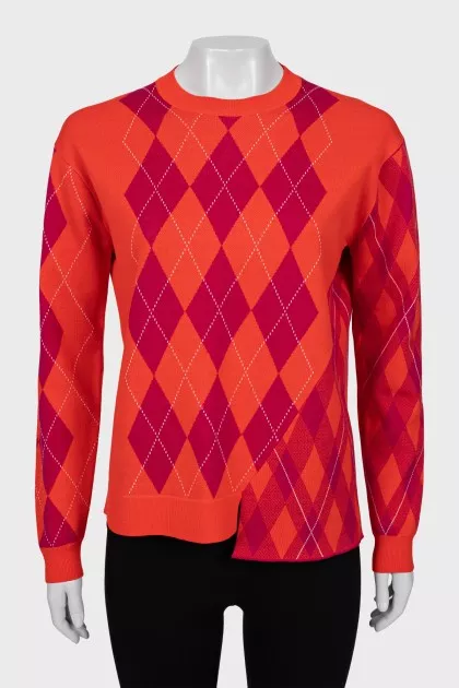 Wool sweater with check print