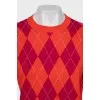 Wool sweater with check print