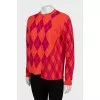Wool sweater with check print