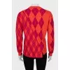 Wool sweater with check print