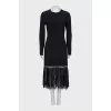 Midi dress with pleated hem