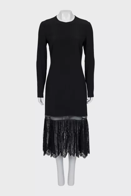 Midi dress with pleated hem