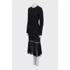 Midi dress with pleated hem