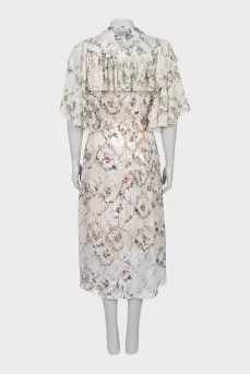 Midi dress in floral print with ruffles