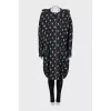 Fitted black printed raincoat