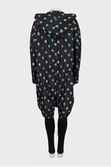 Fitted black printed raincoat