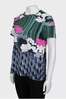 Straight T-shirt with mixed print
