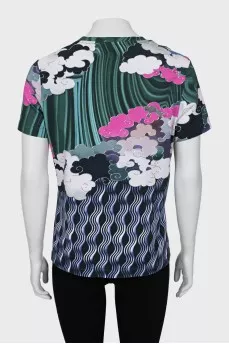 Straight T-shirt with mixed print