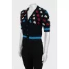 Cashmere cardigan with knitted decor