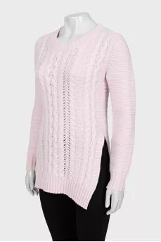 Cashmere sweater with side slits