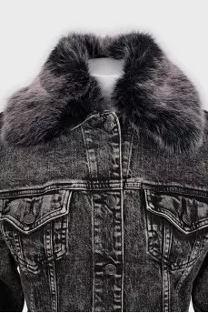 Denim jacket decorated with fur