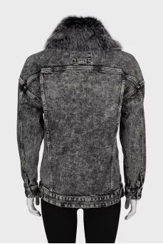 Denim jacket decorated with fur