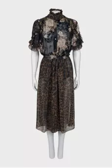 Sheer dress with frills