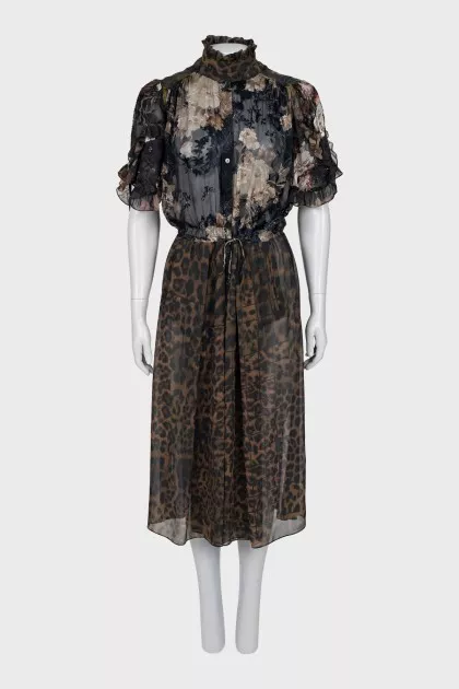 Sheer dress with frills