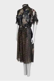 Sheer dress with frills