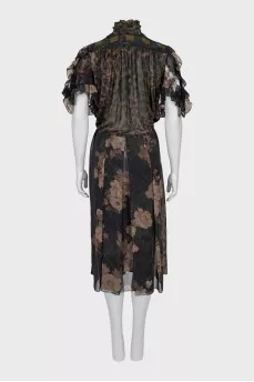 Sheer dress with frills
