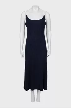 Knitted dress with pearl straps