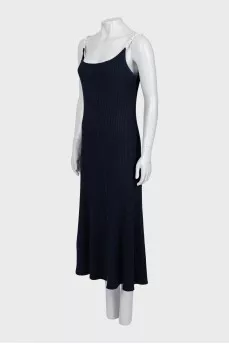 Knitted dress with pearl straps