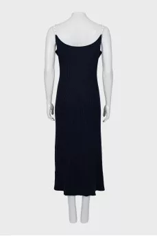 Knitted dress with pearl straps