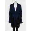 Two-tone cardigan with belt