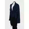Two-tone cardigan with belt
