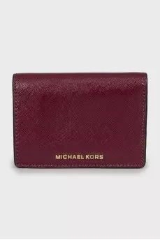 Leather wallet with gold logo