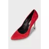 Suede shoes with metal heels
