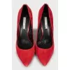 Suede shoes with metal heels